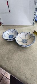 Andrea by Sadek Lotus Bowl Blue White Porcelain Floral Trinket Dish 4.5 Inch 18.00 euro each one.