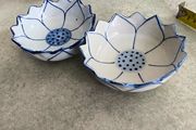 Andrea by Sadek Lotus Bowl Blue White Porcelain Floral Trinket Dish 4.5 Inch 18.00 euro each one.