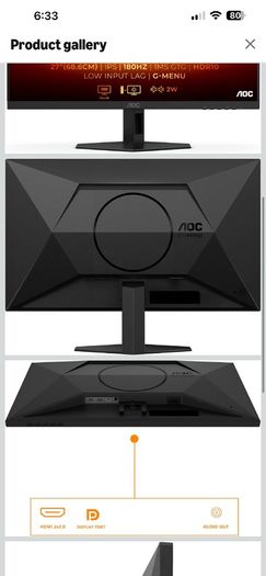 AOC 27G4XED 27 inch FHD Gaming Monitor 180Hz
