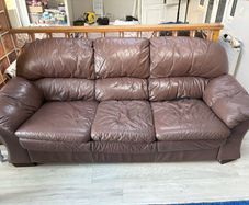 3 Seater Brown Leather Couch & Armchair