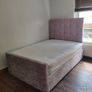 pink plush velvet double bed with mattress Image 3