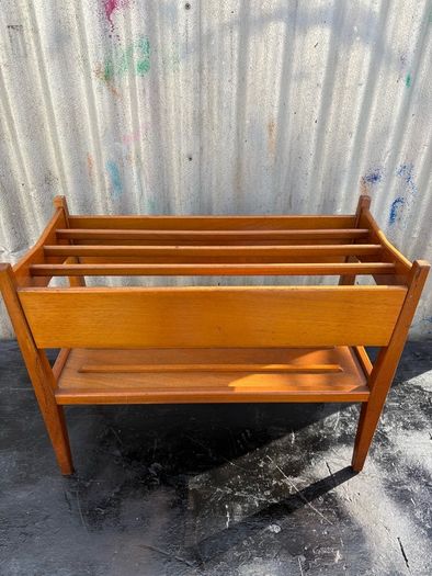 Mid-Century Danish Teak Magazine Rack 1960s Scandinavian Modern Design