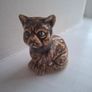 Vintage Staffordshire Treacle Glaze Pottery Brown Cat Figure Ornament Image 3