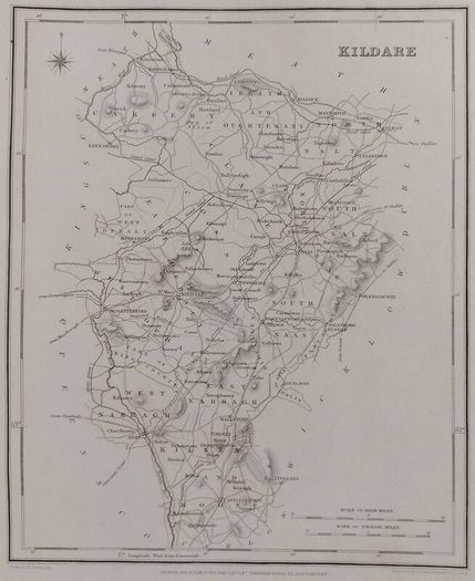 Kildare 1837 Antique Map Including Baronies