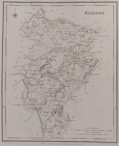 Kildare 1837 Antique Map Including Baronies