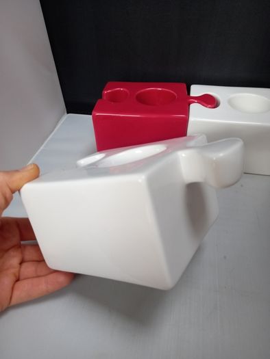 SALE!  Red / White Jigsaw Puzzle Candle Holders