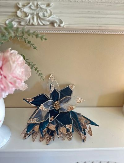 New Christmas Elegant Emerald Flowes with clip Decorations