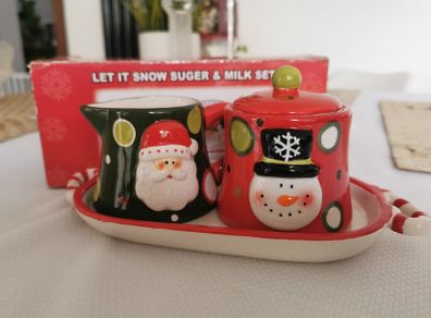 Ceramic Sugar and Milk Set with Tray