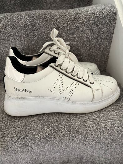 Marco Moreo White Leather Trainers Size 38