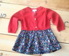 Next baby girl red and navy dress 3-6 months