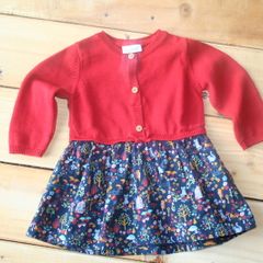 Next baby girl red and navy dress 3-6 months