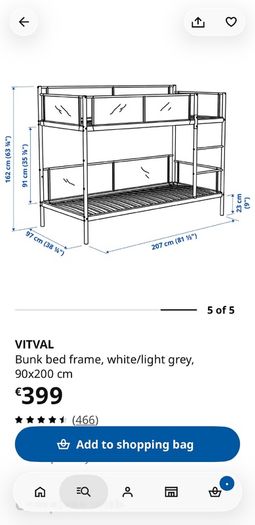 ikea VITVAL Bunk frame