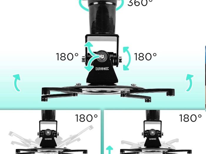 Projector Mount Stand for Ceiling or Wall Bracket PB01XB | 10kg Capacity | Universal Adjustable Clamp | Tile Swivel Rotate | Black (FREE POSTAGE)