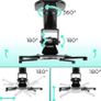 Projector Mount Stand for Ceiling or Wall Bracket PB01XB | 10kg Capacity | Universal Adjustable Clamp | Tile Swivel Rotate | Black (FREE POSTAGE) Image 7