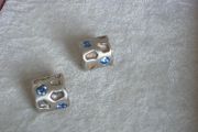 Pandora silver/blue CZ rippling pond charms set of two in good condition