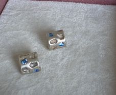 Pandora silver/blue CZ rippling pond charms set of two in good condition