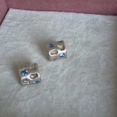 Pandora silver/blue CZ rippling pond charms set of two in good condition