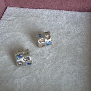 Pandora silver/blue CZ rippling pond charms set of two in good condition