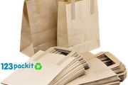 Lot of 20 pcs SOS carrier bags Eco Friendly Brown flat tape handles Size Small 18x10x21 cm /  7x 3.9x8.2 inches Excellent for shop, retail, kraft, home baking, gifts, art shops