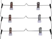 6 Tier Trouser Hangers with Clips, Hangerman 2 Pack Strong & Durable Chrome Metal Skirt Hangers - Space Saving, Multi Hanger with Non Slip Adjustable Clip for Trousers, Hang Skirts Pants Jeans
