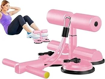 Sit-Up Bar Floor, Ab Exercise Machine, Home Workout Equipment with Suction Cups, Resistance Bands with Adjustable Tension, Ab Exercise Bar with Non Slip Base, Sit Up Trainer for Women Men