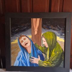 Large Original Irish Religious Painting Signed O Brien 2002 66 x 72 cm