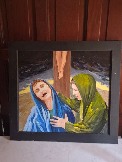 Large Original Irish Religious Painting Signed O Brien 2002 66 x 72 cm