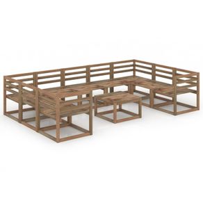 10 Piece Garden Lounge Set Brown Impregnated Pinewood