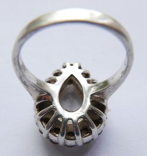 Vintage Sterling Silver 925 Big Stone Ring Women Champagne Crystal Cubic Zirconia 10g size Q1/2