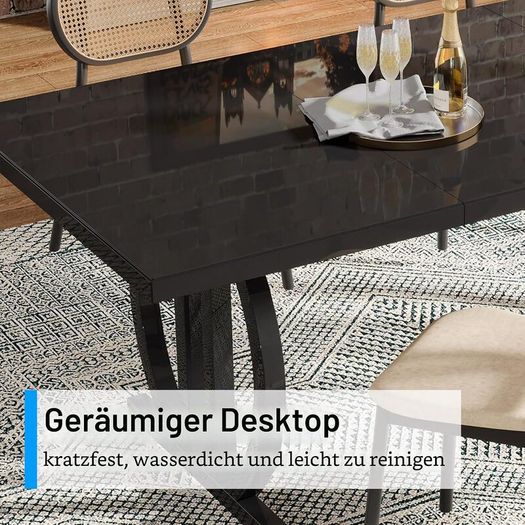 Industrial Dining Table for 4-6 People, 160 x 80 cm Metal Frame