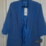 Electric Blue Open Front Blazer Jacket Ruched Sleeve Smart Casual Layering Image 5