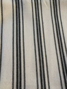 2 metres of 100% cotton canvas treble ticking stripe fabric in oatmeal and vintage black