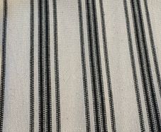 2 metres of 100% cotton canvas treble ticking stripe fabric in oatmeal and vintage black