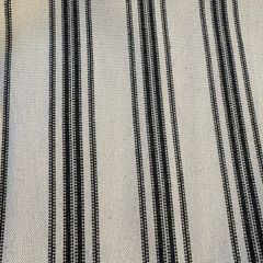 2 metres of 100% cotton canvas treble ticking stripe fabric in oatmeal and vintage black