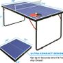Midsize Folding Ping Pong Table Game Set, Portable Indoor Outdoor Table Tennis Table with 2 Paddles, 3 Balls and Net Image 2
