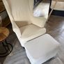 IKEA Strandmon Wing Chair Armchair and Footstool Yellow plus Beige Covers Slipcover Image 3