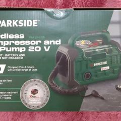 Parkside X20V Cordless Compressor Triple Source Inflator Air Pump. Parkside X20V Cordless Brushless Impact Wrench 1/2 Inch Drive. Parkside X40V Cordless Brushless Chainsaw Pruning Saw