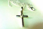 Vintage Hallmarked 9ct Gold Diamond Cross &amp; Chain