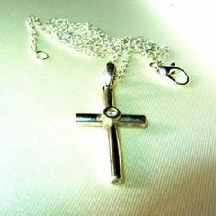 Vintage Hallmarked 9ct Gold Diamond Cross & Chain