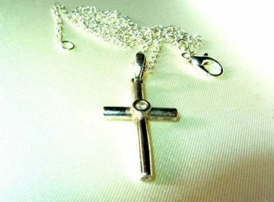 Vintage Hallmarked 9ct Gold Diamond Cross & Chain