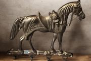 Vintage Solid Brass Horse Key Rack Wall Hanger Heavy