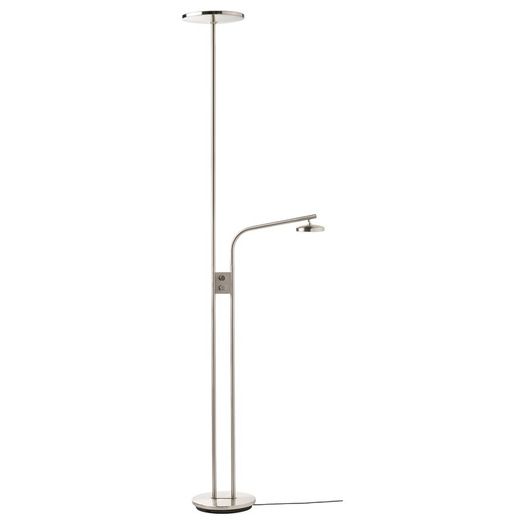 LED floor uplighter/reading lamp, dimmable/nickel-plated, 180 cm