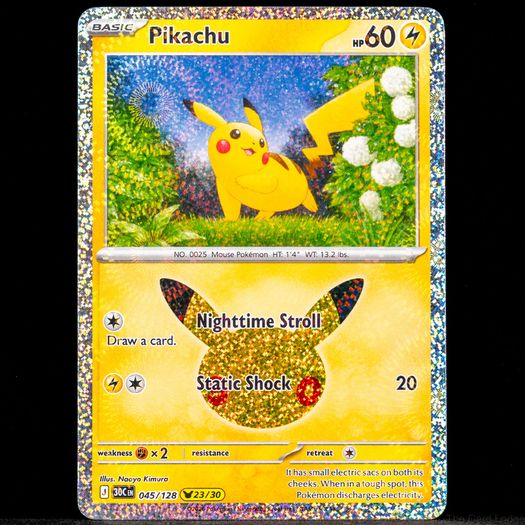Pikachu 045/128 Holo Rare 23/30 30th Celebration Anniversary Pokemon Card