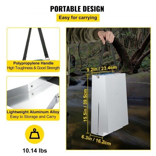 Folding Aluminum Alloy Sluice Box, Compact 50\" Sluice Boxes for Gold, Lightweight Gold