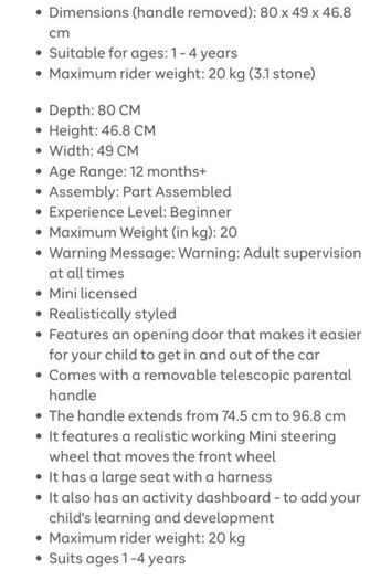 Mini Cooper Childs Car