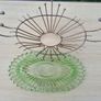 Vintage green uranium glass platter set in a brass frame Image 7