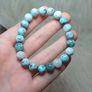beaded bracelet natural larimar large size beads and elasticated size Image 3