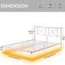 King Size Floating Bed Frame with LED Lights and Charging Station, Metal Platform Bed Frame King Size with Wooden Storage Headboard White and OAK Image 2