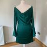 BNWT Satin green mini dress with cowl neck & bell sleeves. Size M Image 2