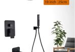 BRAND NEW Black Shower Set Wall Mounted Shower Faucet Mixer 3-Ways 10 inch A Rainfall Bathroom Shower Tap with Handshower Rotate Bath Spout